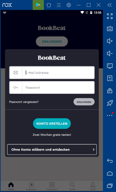 BookBeat App Login auf dem PC