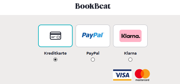BookBeat Zahlungsmethoden 2021 - VISA Mastercard PayPal Klarna